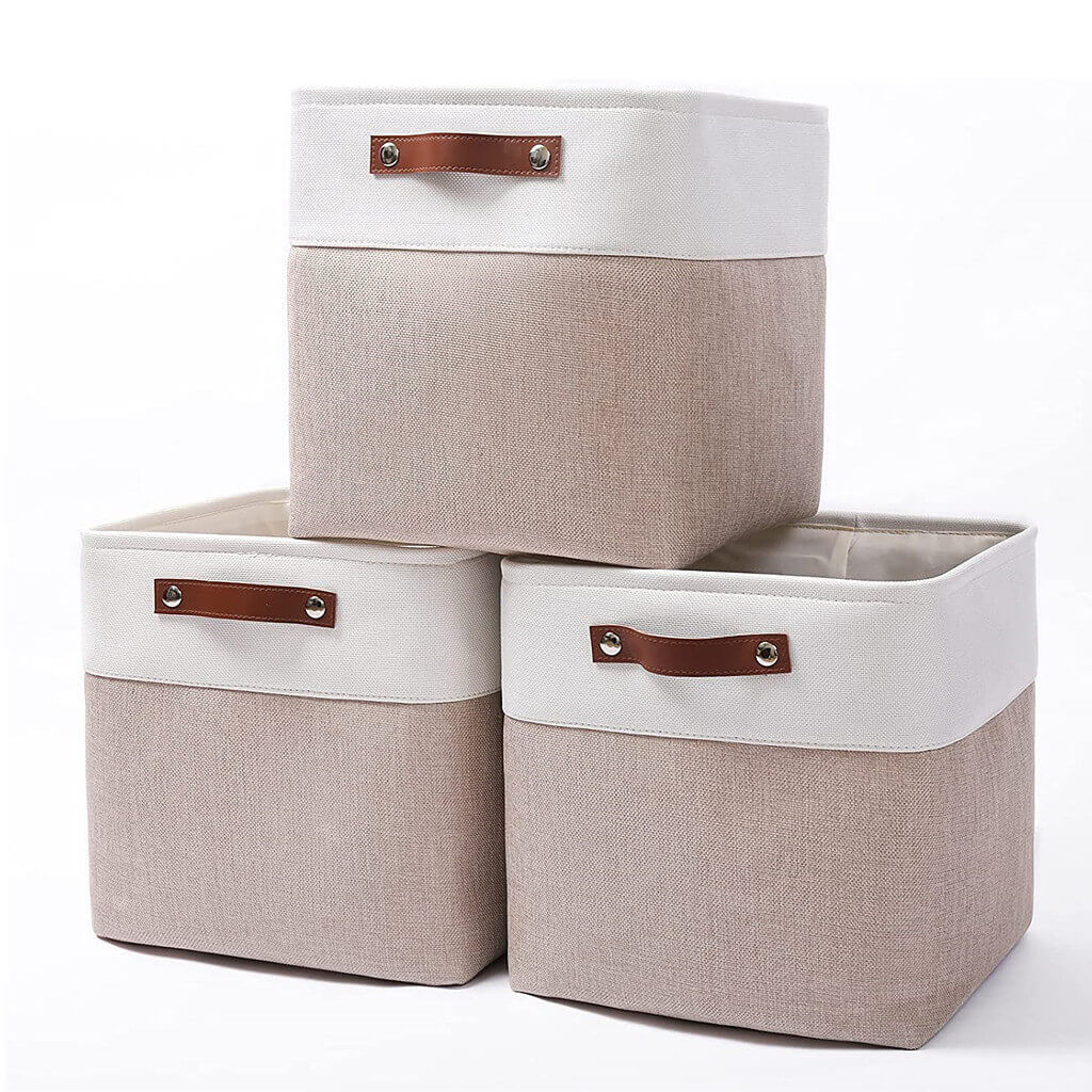 Fabric Storage Baskets | Set of 3 | 30cm Cube