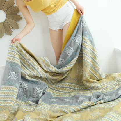 Cotton Reversible Quilt | Wheat Ear Print | Full/Queen Size