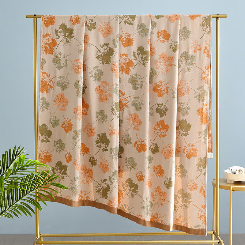 Bamboo Fiber Soft Blanket | Elegant Leaf Design | Full Size 59" x 79"
