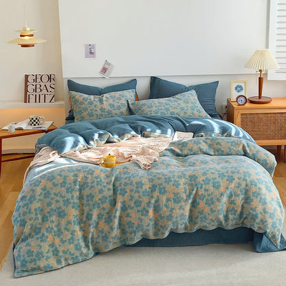 Floral Cotton Gauze Bedding Set | 100% Organic Cotton | Queen Size