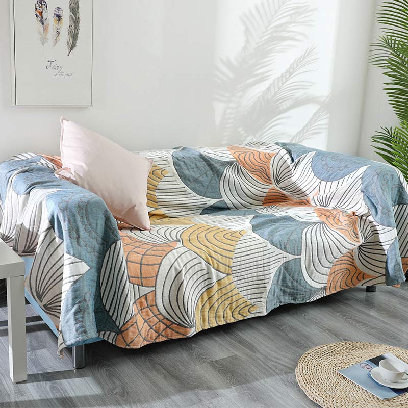 Reversible Cotton Blanket | Shell Print | 59" x 79"