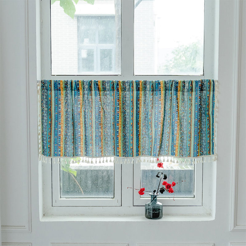 Plaid Tier Curtain | Cotton Linen | Colorful