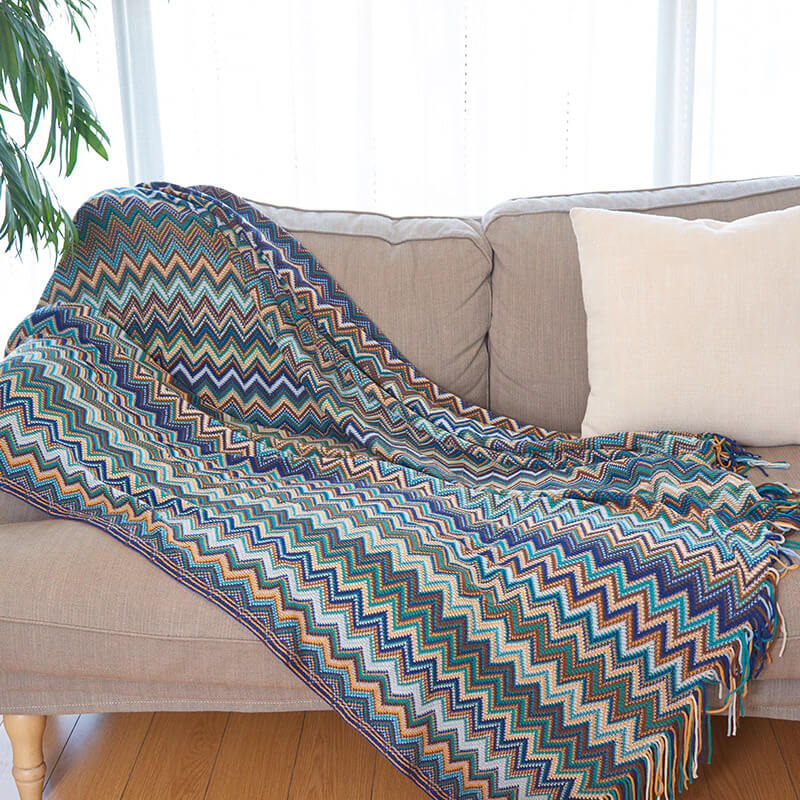 Striped Tassel Blanket | Soft Acrylic Fiber | Multiple Sizes