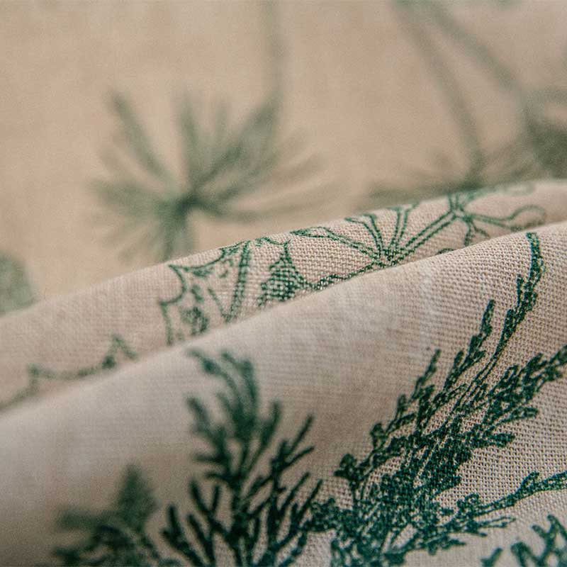 Green Pine Bird Pattern Curtain | Cotton Blend Fabric | Semi-Blackout Design