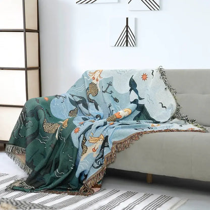 Mermaid Sofa Cover | Cotton-Polyester Blend | Multiple Sizes Available