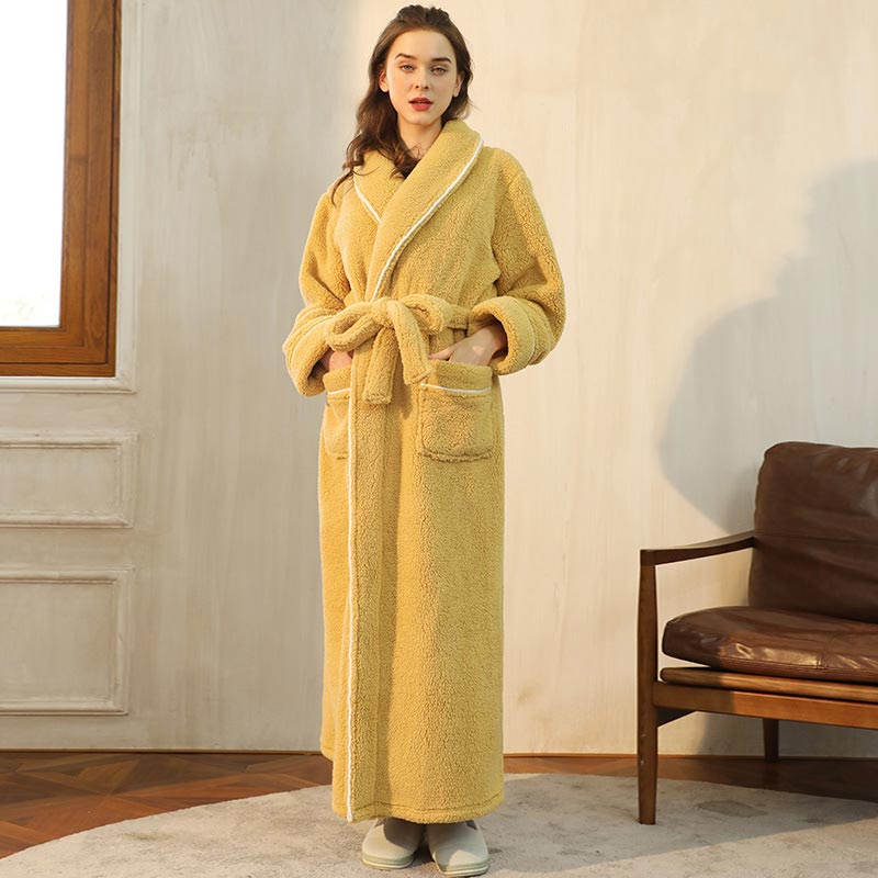 Fleece Bathrobe | Thick & Skin-Friendly | Long Length with Pockets