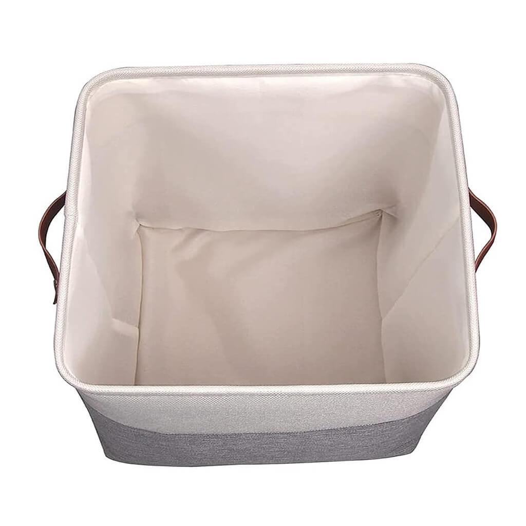 Fabric Storage Boxes | White & Grey | Set of 2