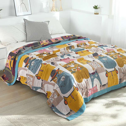 Cotton Quilt | Reversible Cute Cat Design | Full Size