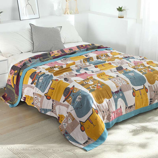 Cotton Quilt | Reversible Cute Cat Design | Full Size