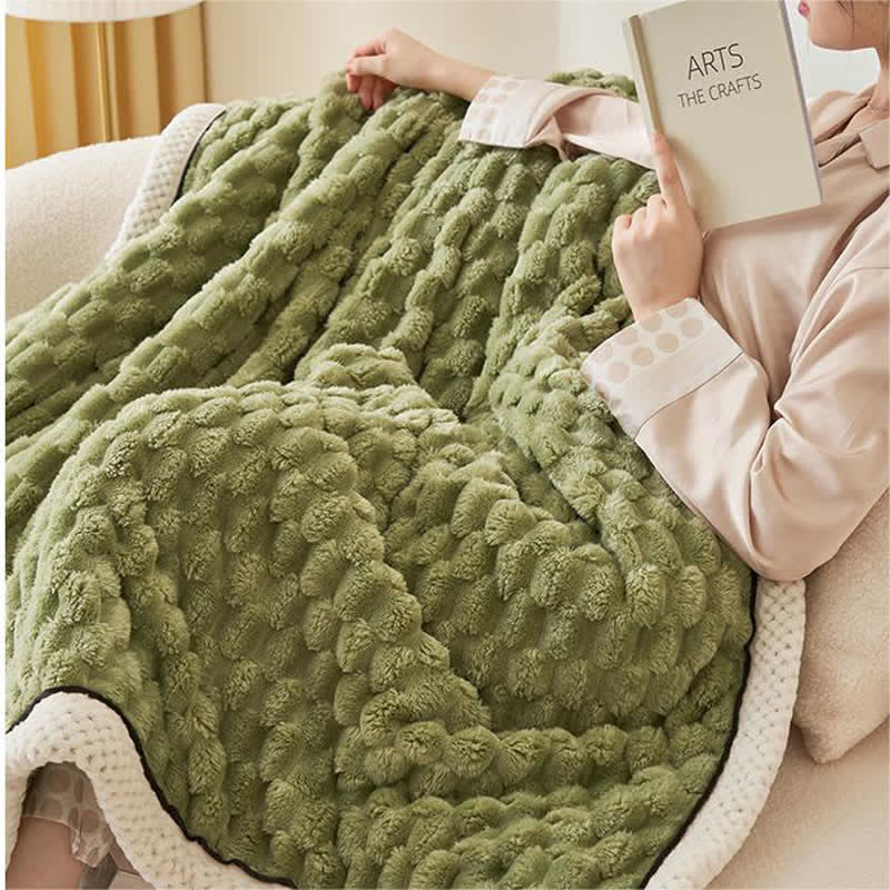 Thick Coral Fleece Throw Blanket | Reversible Polyester | Full/Queen Size