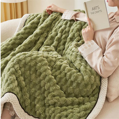 Thick Coral Fleece Throw Blanket | Reversible Polyester | Full/Queen Size