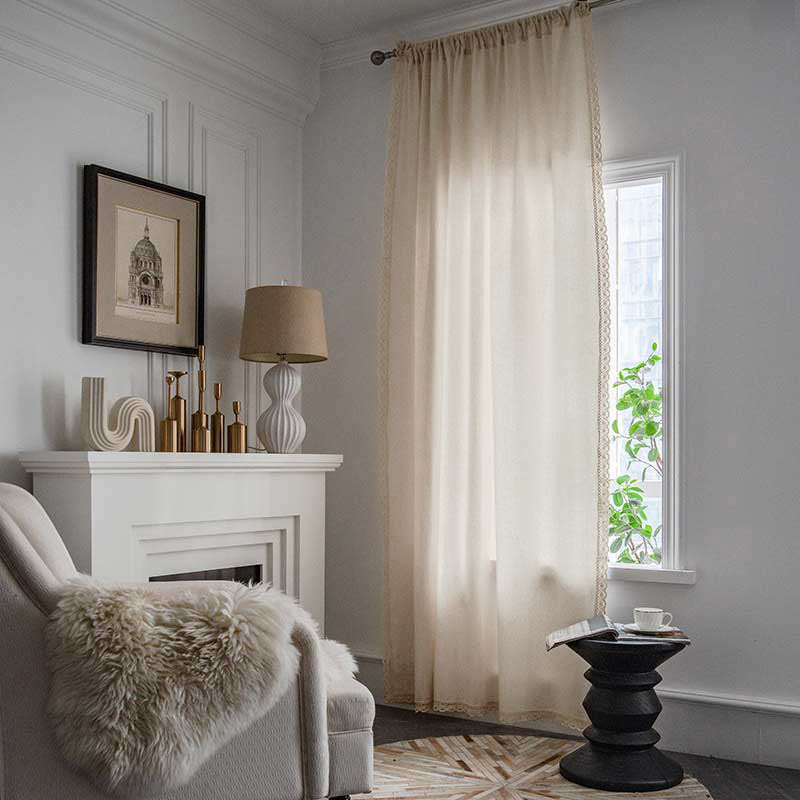 Cotton White Bohemian Curtain | Semi-Blackout with Tassel | 1 Piece