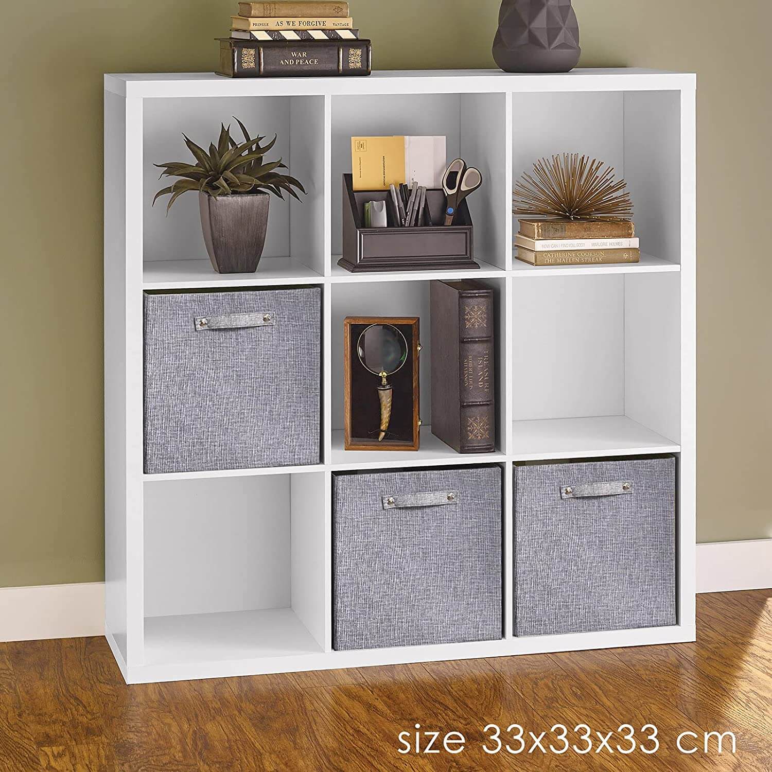 Cube Storage Box | Sturdy Cardboard | Grey | 33x33x33 cm