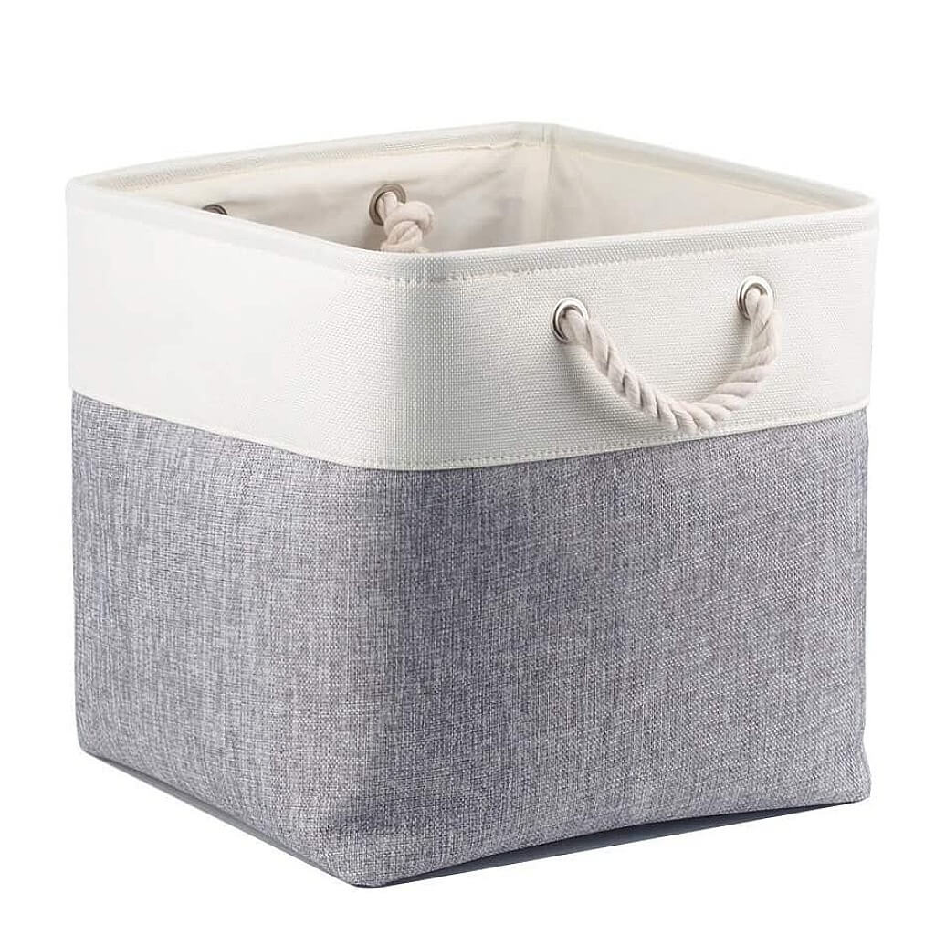 Canvas Storage Basket | Grey & White | 3 Pack