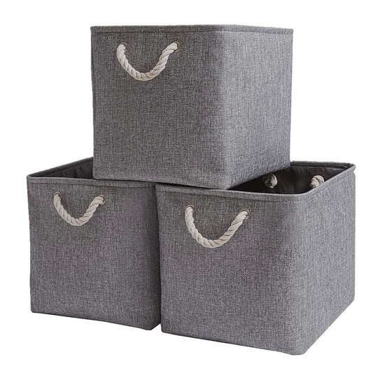 Collapsible Storage Basket | Durable Three-Layer Material | Grey 33x38x33 cm