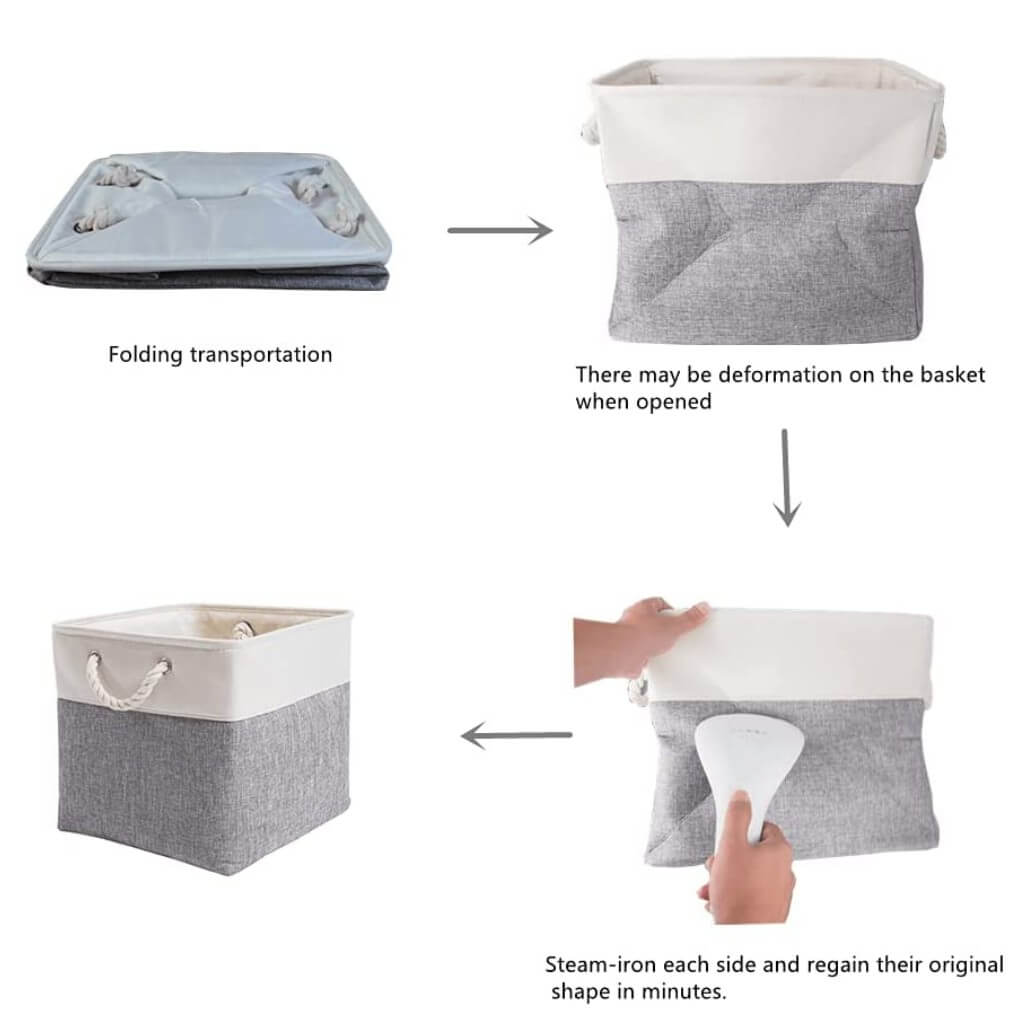 Collapsible Storage Basket | Durable Three-Layer Material | Grey 33x38x33 cm