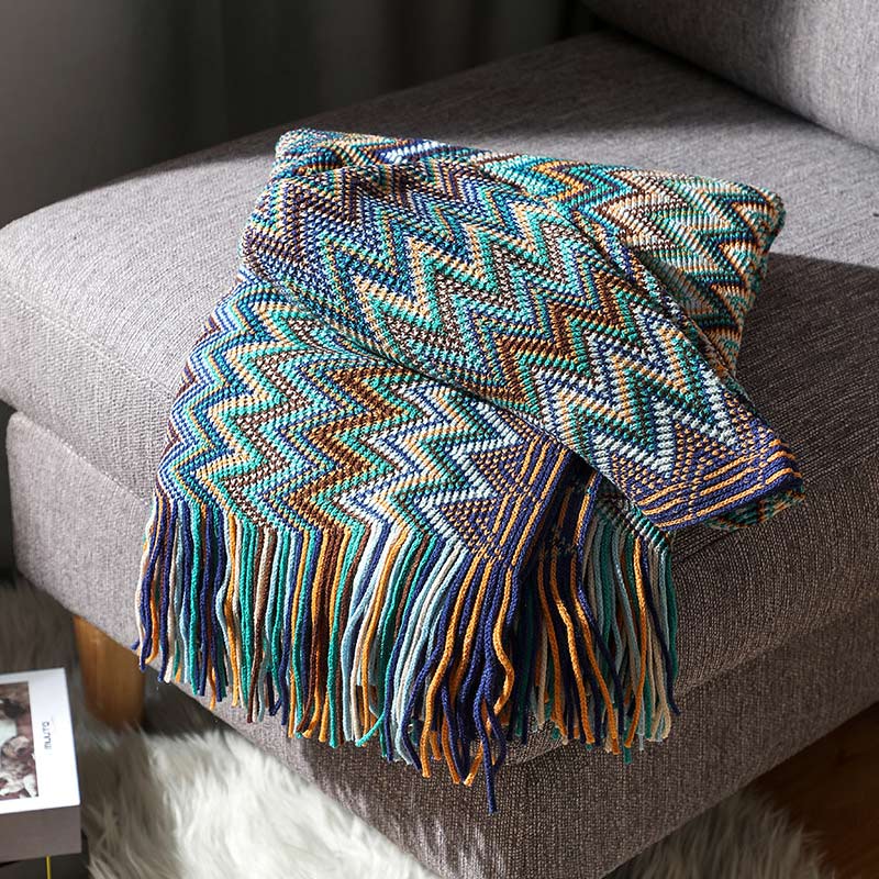 Striped Tassel Blanket | Soft Acrylic Fiber | Multiple Sizes