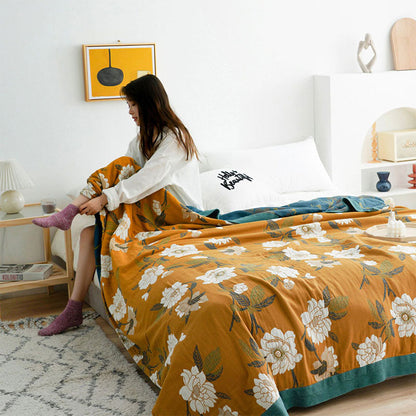 Boho Yellow Flower Cotton Quilt | Reversible Design | Available in Full, Queen, King Sizes