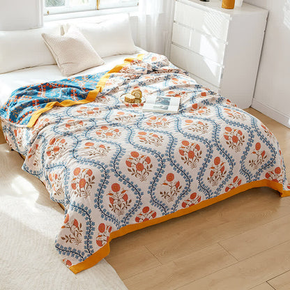 Bluebell Flower Reversible Quilt | 100% Organic Cotton | Full/Queen/King Sizes