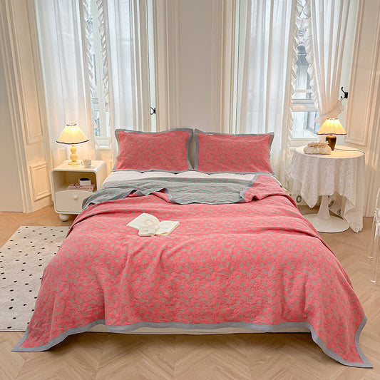 Pure Cotton Quilted Coverlet | Floral Design | Available in Full, Queen, King Sizes