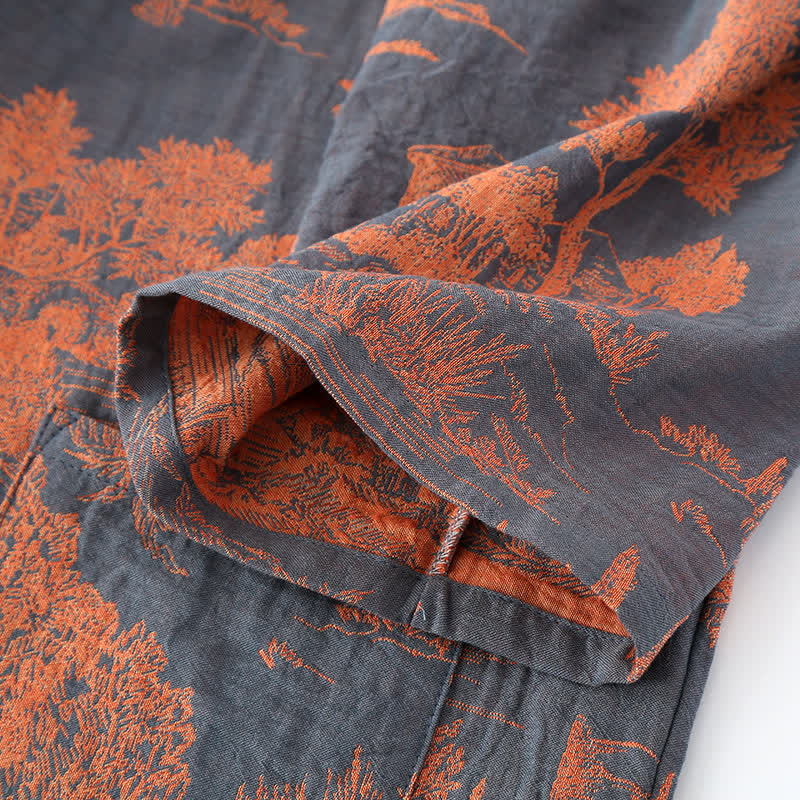 Natural Tree Print Bathrobe | Lightweight Pure Cotton | Unisex Design