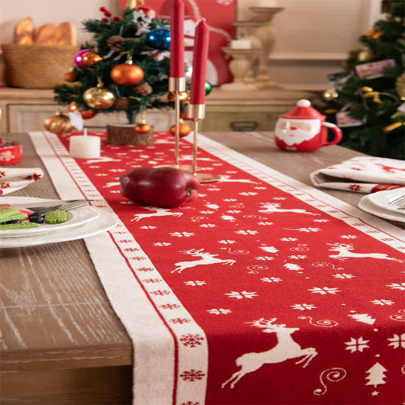 Christmas Tree Tassel Table Runner | Polyester | 14" x 55" to 14" x 118" Options