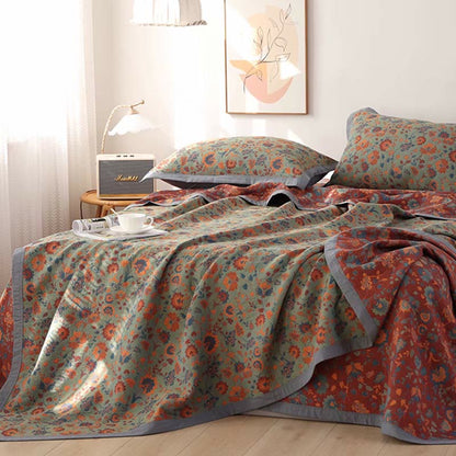 Retro Flower Quilt | 100% Organic Cotton | Reversible Design, Available in Full, Queen, King