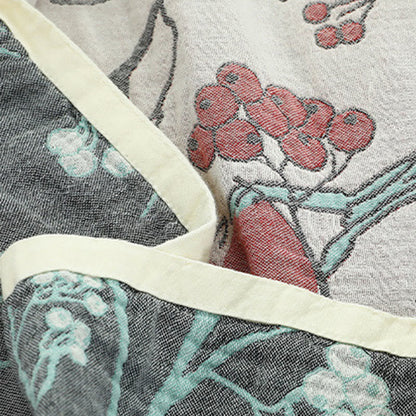 Hawthorn Tree Bird Quilt | 100% Organic Cotton | Reversible Design, Full/Queen Size