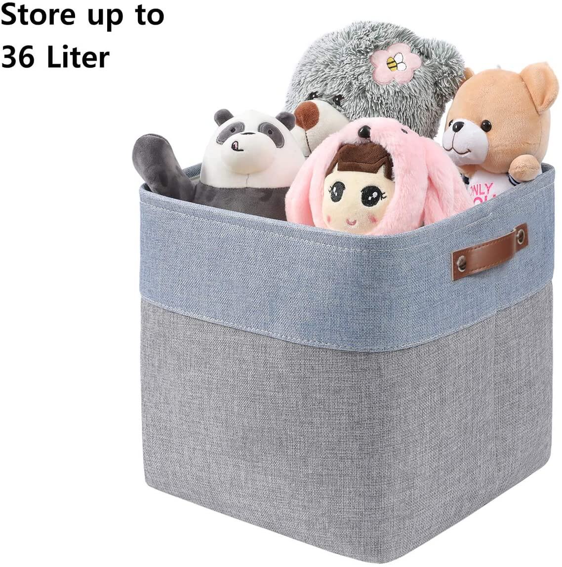 Storage Cube Boxes | Canvas Linen | Grey & Blue Set of 2
