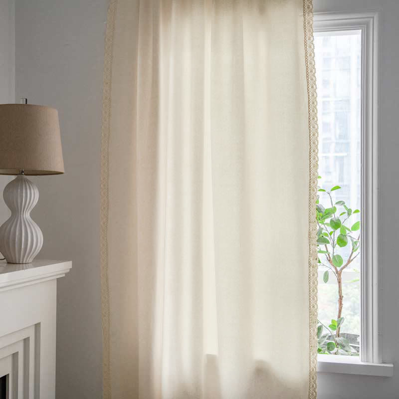 Cotton White Bohemian Curtain | Semi-Blackout with Tassel | 1 Piece