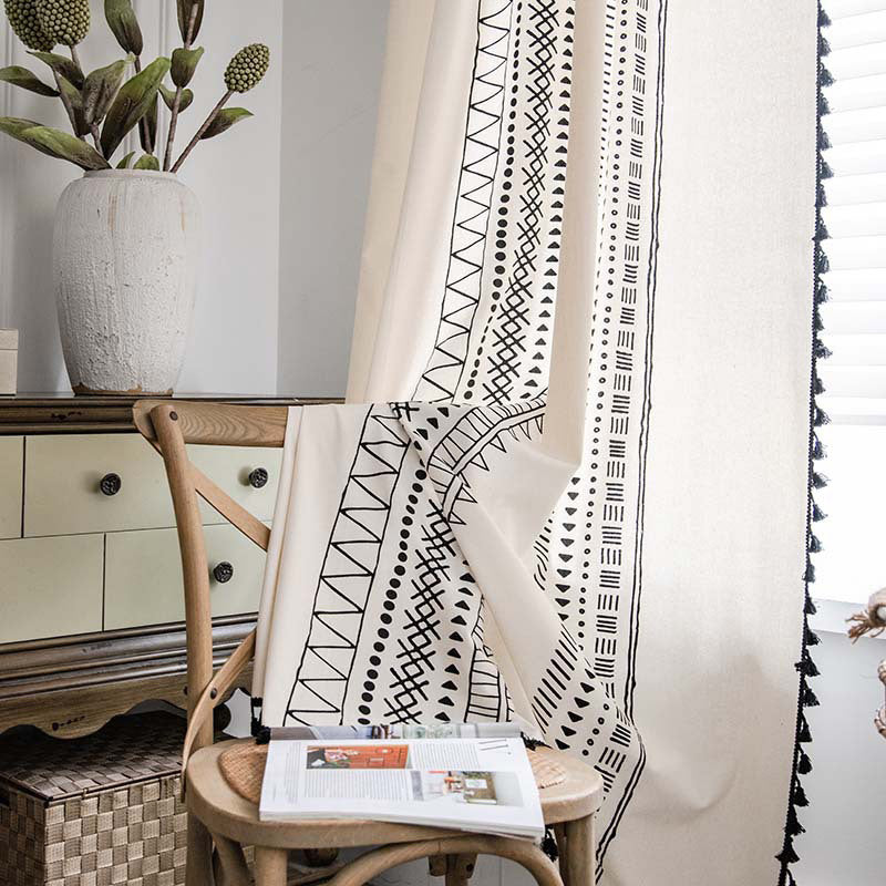 Bohemian Geometric Semi-Blackout Curtain | Cotton & Polyester | 1 Piece