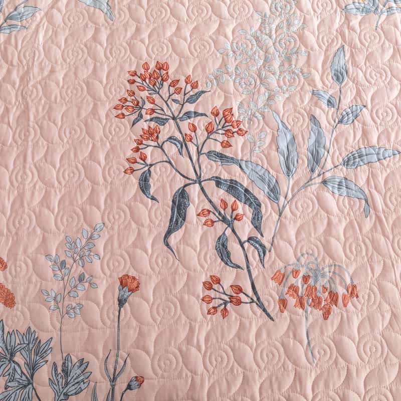 Floral Quilted Bedding Set | 100% Organic Cotton | Queen Size, 2 Pillowcases