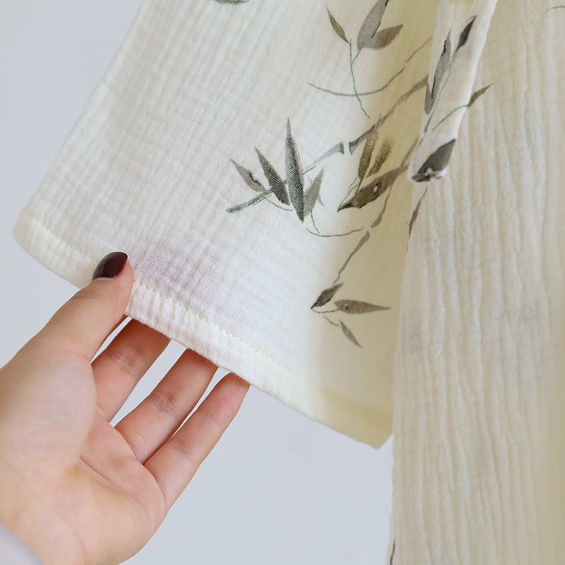 Cotton Bathrobe | Bamboo Print | Lightweight Comfort