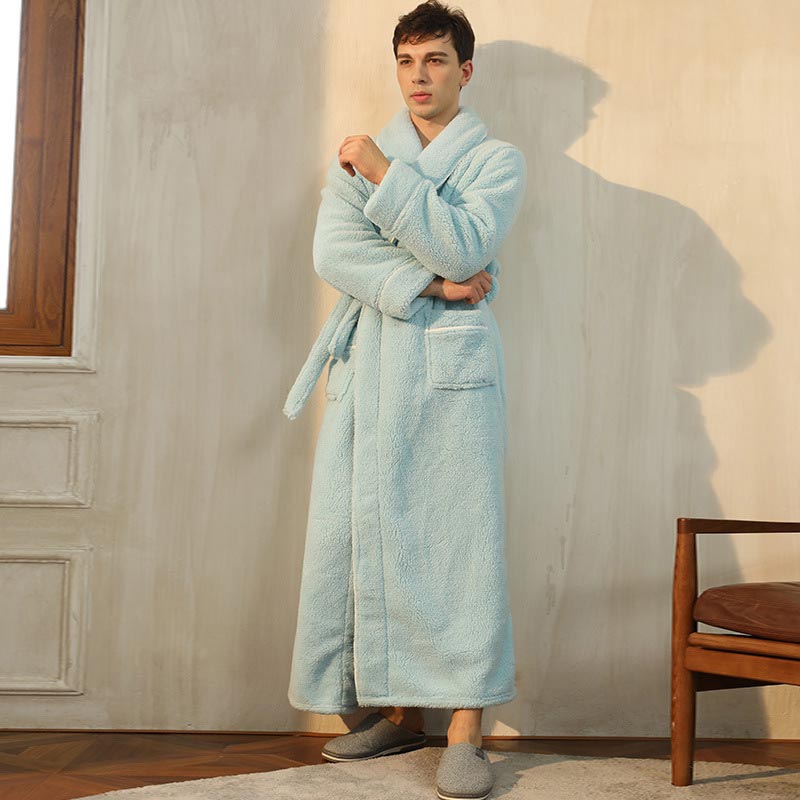 Fleece Bathrobe | Thick & Skin-Friendly | Long Length with Pockets