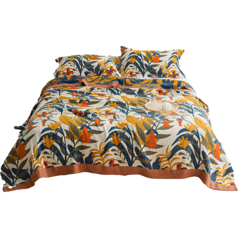 Cotton Quilt | Reversible Boho Floral Design | Full/Queen/King Sizes