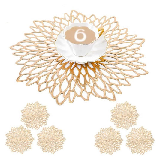 Round Silver Placemats & Coaster Set | Durable Pressed Vinyl | 15.5"