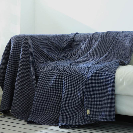 Plaid Sofa Blanket | Soft Cotton Gauze | Single Piece