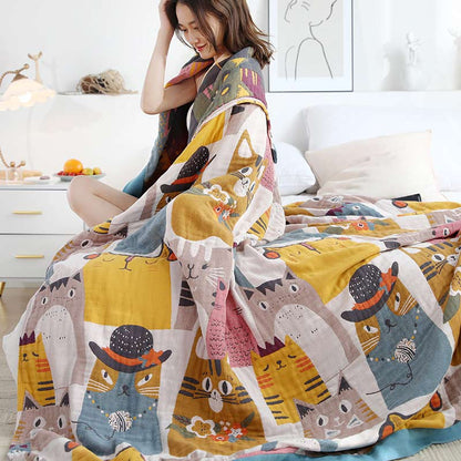 Cotton Quilt | Reversible Cute Cat Design | Full Size