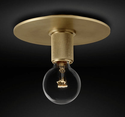 Flush Mount Ceiling Light | Brass & Clear Glass | Minimalist Design