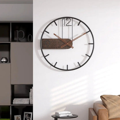 Horloge Murale | Acier et Noyer | EleganceTime