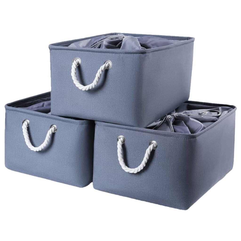 Dark Grey Storage Basket | Washable Canvas with Rope Handles | Multiple Sizes Available