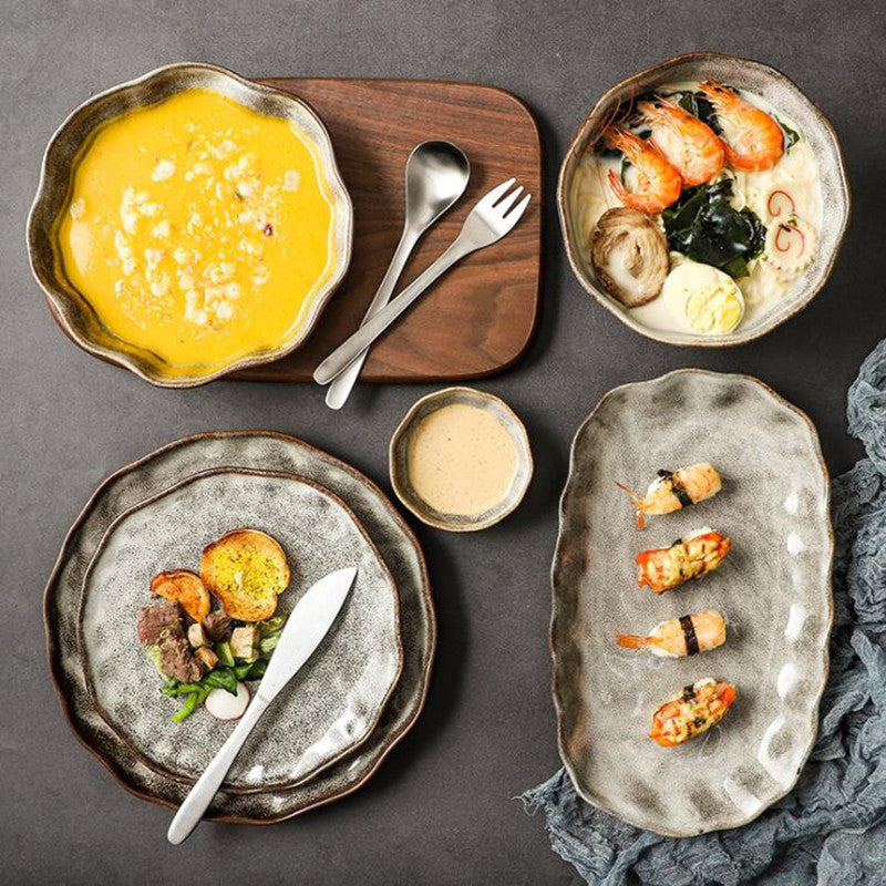 Oma Stoneware Dinnerware Set | Glossy Glaze | 4, 6, or 8 Person Options