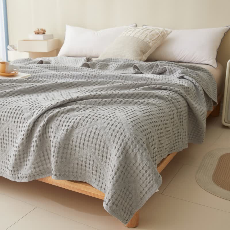 Organic Cotton Waffle Quilt | Eco-Friendly & Moisture Absorbent | Full/Queen Size