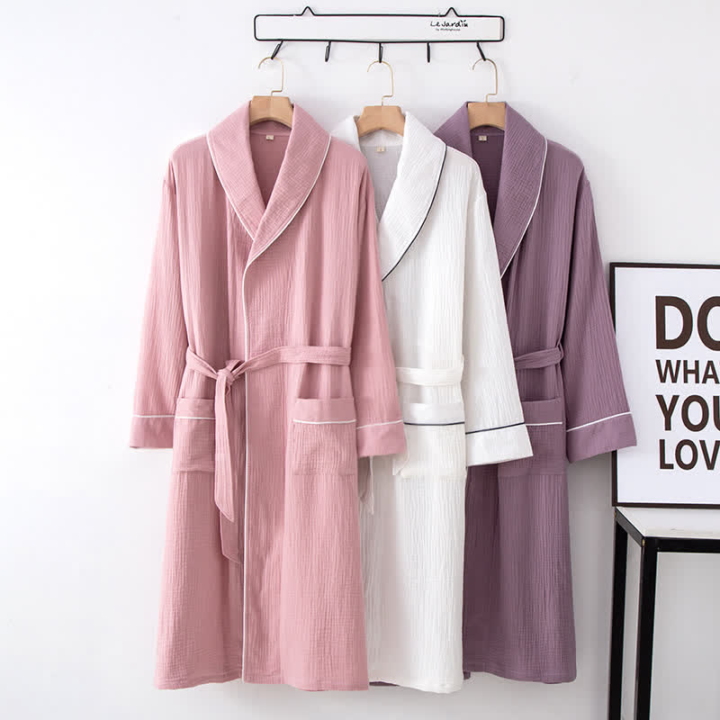 Solid Color Bathrobe | Pure Cotton | Loose-Fit Design