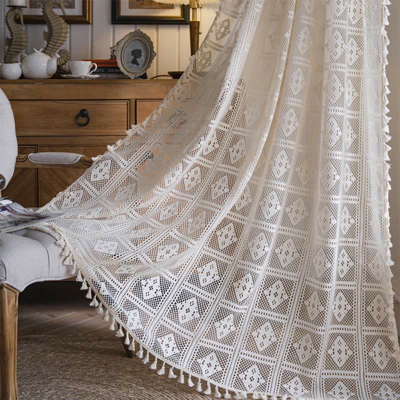 Rhombus Plaid Decorative Curtain | Polyester | Single Panel