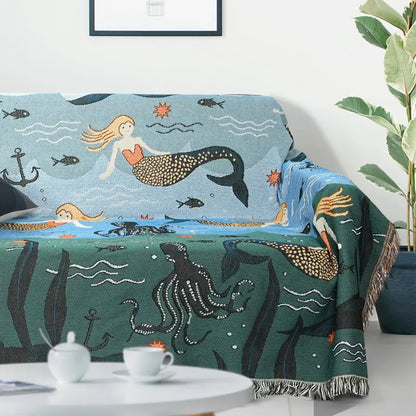 Mermaid Sofa Cover | Cotton-Polyester Blend | Multiple Sizes Available