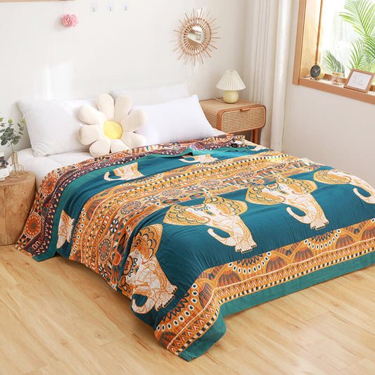 Cotton Reversible Quilt | Elephant Print Design | Full/Queen Size