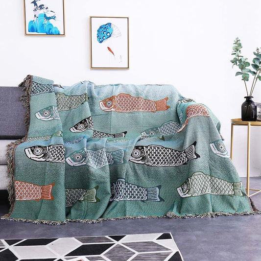 Koi Print Reversible Blanket | Soft Polyester | Multiple Sizes