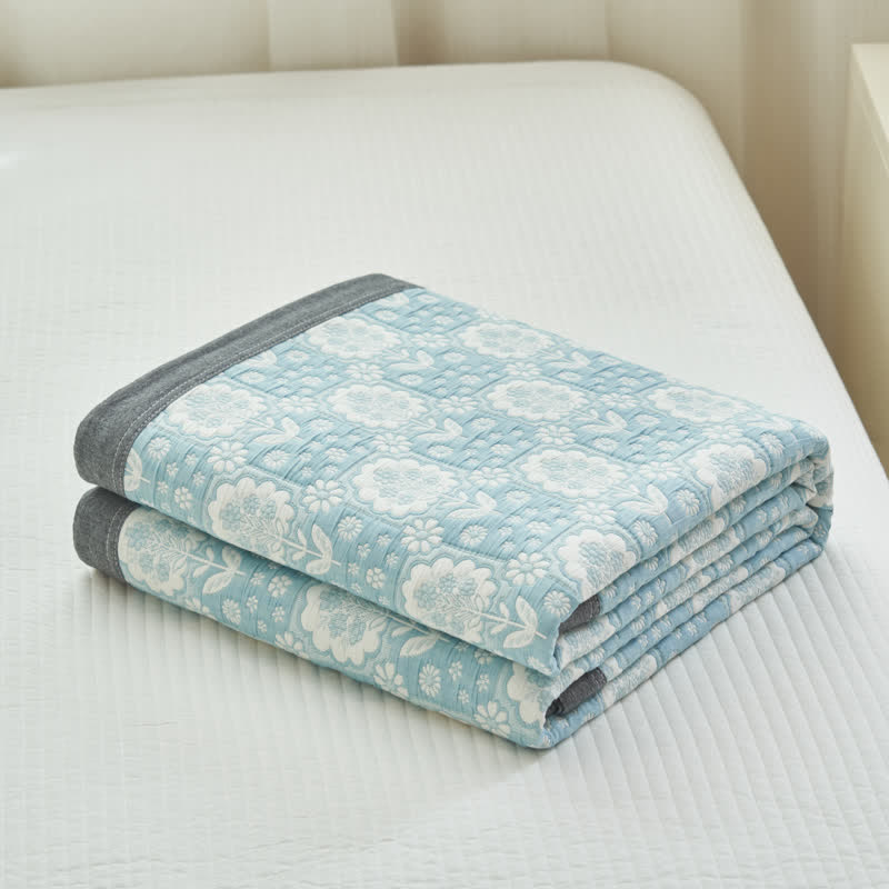 Summer Floral Cotton Gauze Quilt Set | 100% Organic Cotton | Full/Queen Size