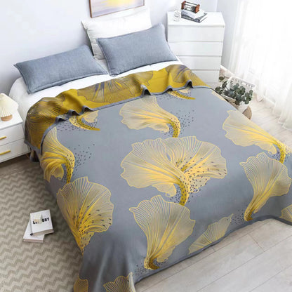Reversible Cotton Quilt | Large Leaf Pattern | Full/Queen/King Sizes